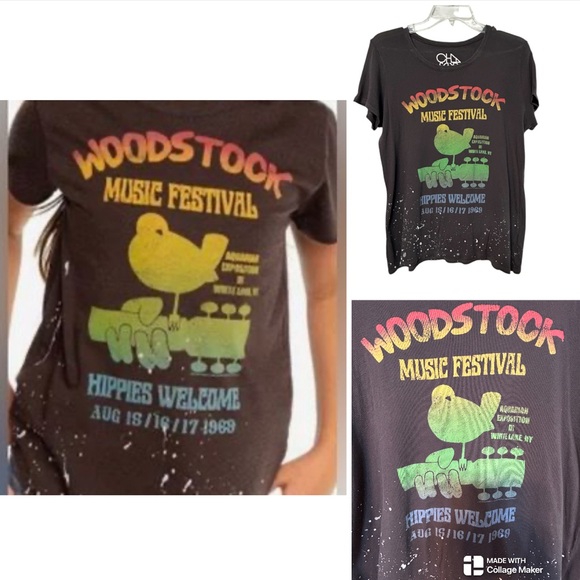 Chaser distressed Woodstock Music Festival T-Shirt - Black - Picture 1 of 7